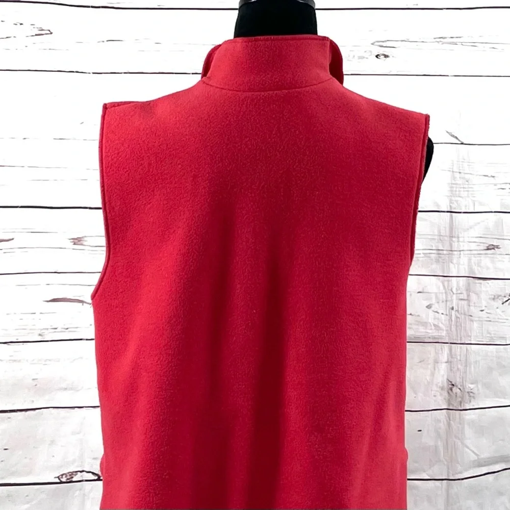 Janska Fleece Vest Womens Size M Red One Button‎ Front 2 Pockets Lagenlook Artsy